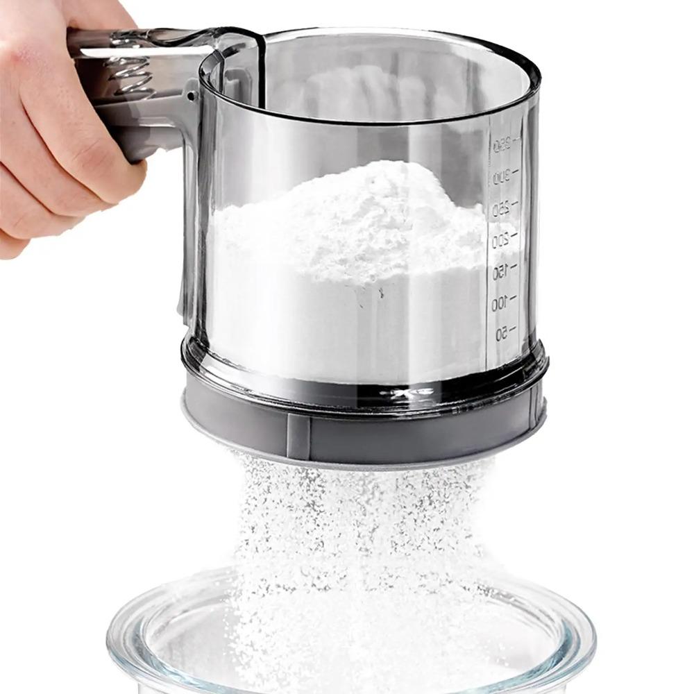 Manuelles Halbautomatisches Mehlsieb Handliches Puderzuckersieb Haushalt Mehlsieb Bäckerei
