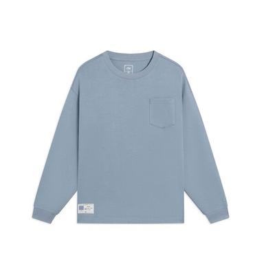 Sports Life Series Solid Color Crew Neck Long Sleeve T-shirt Men Tops Teal-Grey AHSS751-4