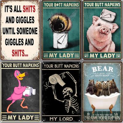 Lustige Badezimmerwände dekoriert Blechschilder Wanddeko für Zuhause Badezimmer Toilettenhumor Warnschild Erwachsene Heimdeko 8x12 Zoll