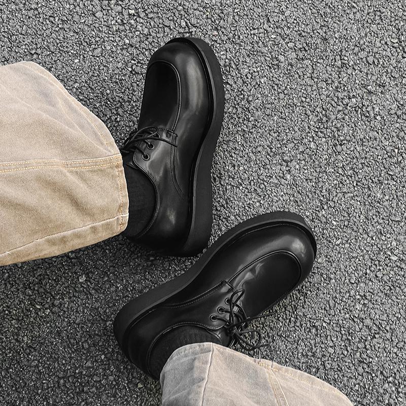 Men's Derby Shoes Fashion autumn and winter styles Office or leisure party 38-46 Hot selling young shoesThick bottom trend