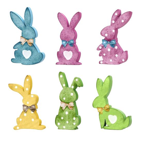 1 Set Easter Rabbit Table Sign Farmhouse Rustic Bunny Decoration Home Office Spring Easter Holiday Party Table Centerpiece Ornament