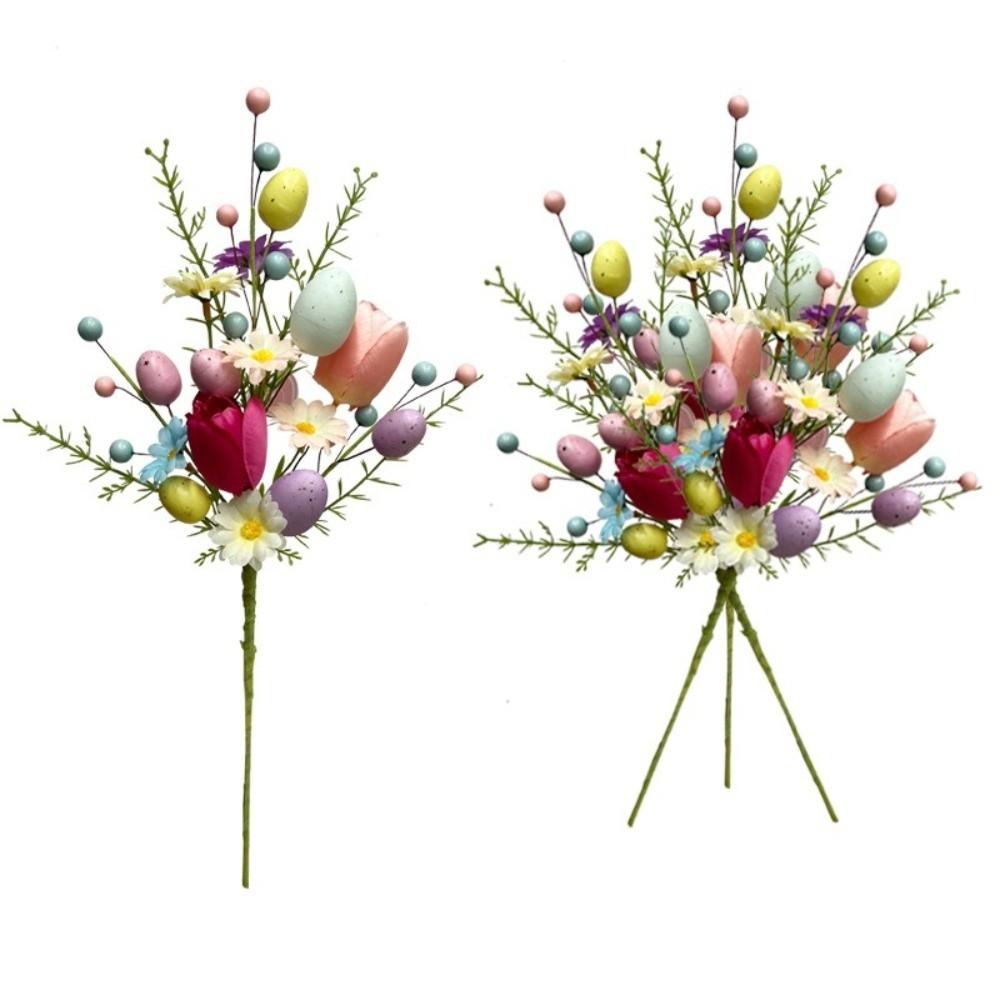 Plastic Easter Egg Floral Stems Colorful Foam Floral Arrangement Artificial Flower Bouquet DIY Easter Egg Branches Home Decor