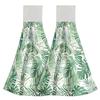 2Pcs Space Saving Hanging Hand Towels Quick Dry Absorbent Leaf Pattern Kitchen Tie Towel Dish Cloth with Hanging Loop