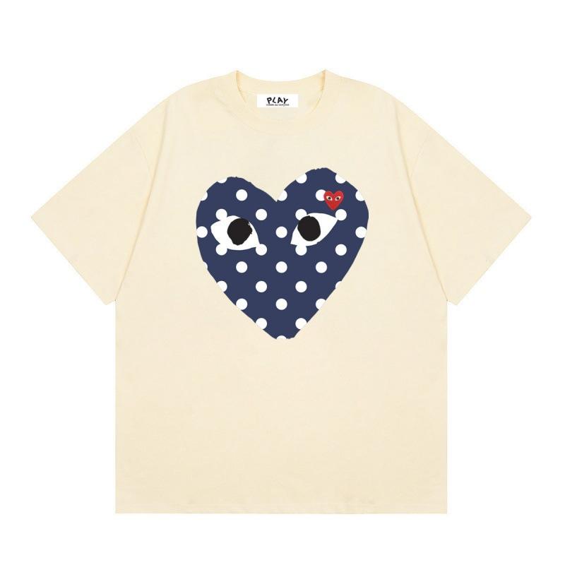 Japanese trendy brand heart-print short-sleeve T-shirt, unisex loose couple's summer casual daily versatile top
