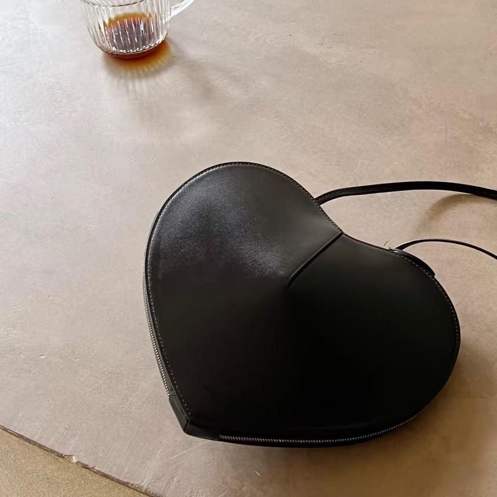 LECOEUR Genuine Leather Heart-Shaped Crossbody Shoulder Bag