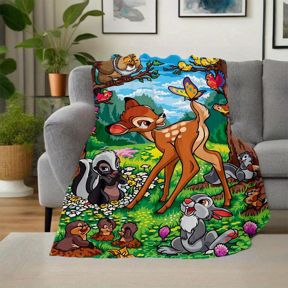 1 Stück, Disney Glücklicher Bambi & Freunde Decke Kuscheldecke für alle Jahreszeiten, Outdoor-Decken, Wohnzimmer, Reisen, Camping