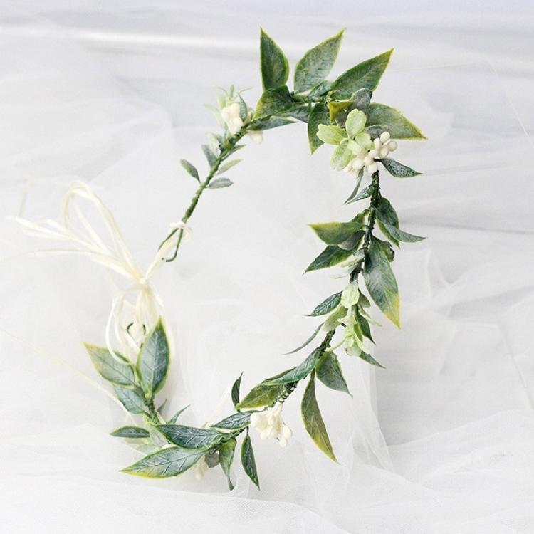 Kvinnlig Blomsterkrans Blommig Huvudbonad Festival Bröllop Hårkrans Fest Bladblomma Krans Blommig Armband