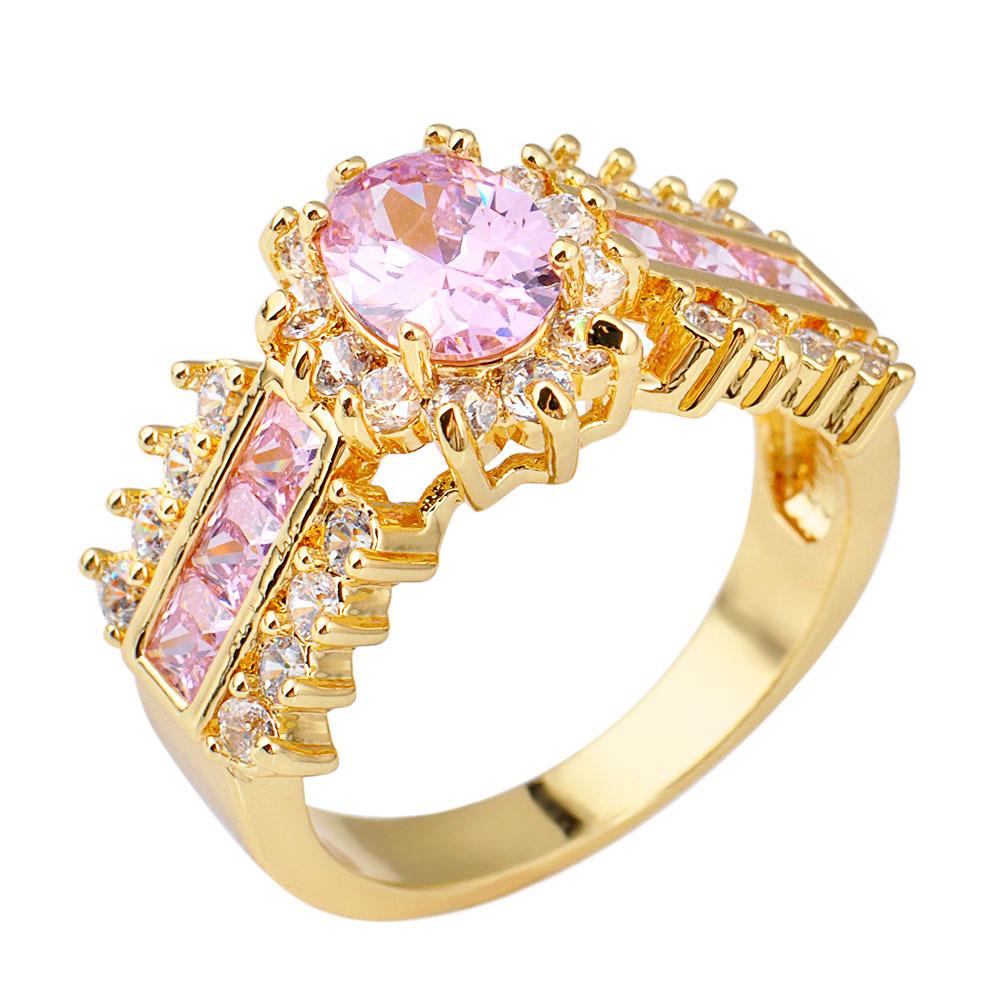 New European and American Purple Oval Zircon Ring with Micro Inlaid Electroplated Ring