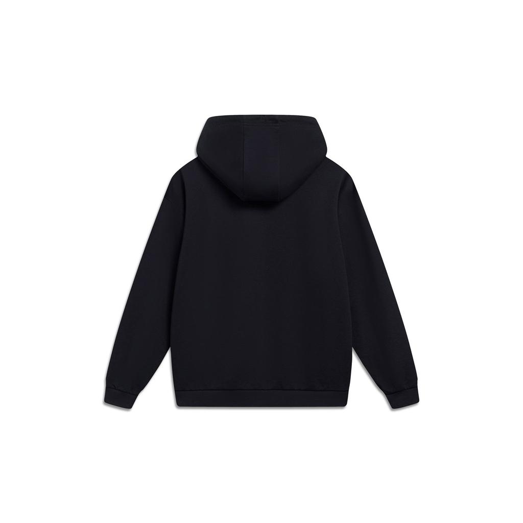 Li-Ning Letter Pattern Print Hooded Long Sleeve Sweatshirt Unisex Tops Black AWDT559-2