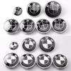 New Front Hood Emblem For BMW Race track black white Logo 81mm+Rear Badge 74mm+Wheel Hub Cap 68mm+56mm Steering Wheel Stick