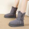 Thick-soled two-wearing medium tube snow boots women's winter new fur integrated fluff cotton boots piled and piled cotton shoes