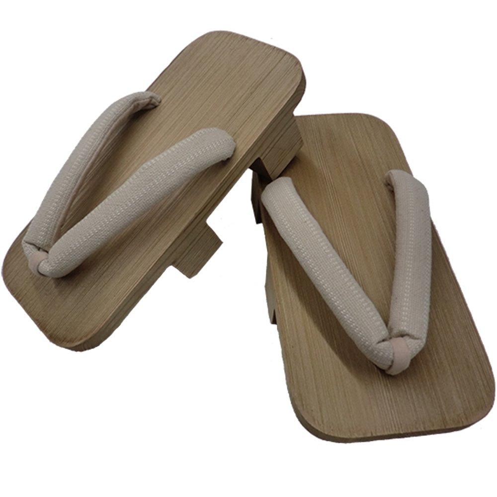 Kiso Nezuko Geta: Men's Two-toothed Sandals with Beige Stripes, Continuing 300 Years of Tradition, Made in Japan