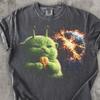 Alien Katze zerstört Erde T-Shirt, Lustiges Katzen-Alien T-Shirt, Kosmisches Kätzchen Grafik-T-Shirt, Seltsames Katzen-Meme T-Shirt, Weltraum Katzenliebhaber Geschenk, Durchgedrehtes T-Shirt