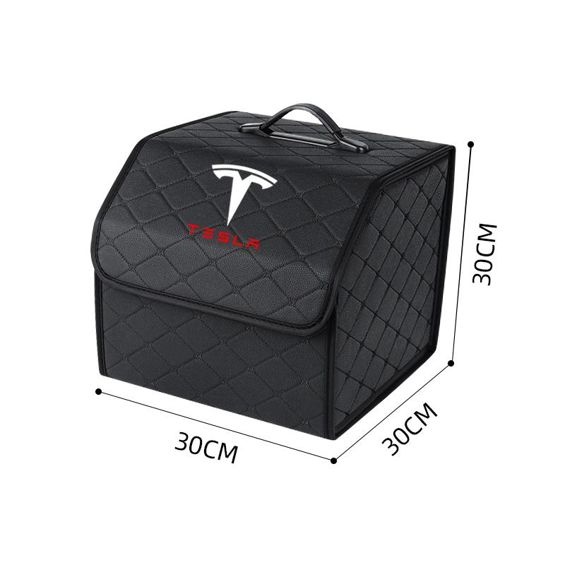 PU Leather Car Trunk Storage Box Automobile Stowing Tidying Box For Tesla Model 3 Model X Y Style Roadster Auto Accessories