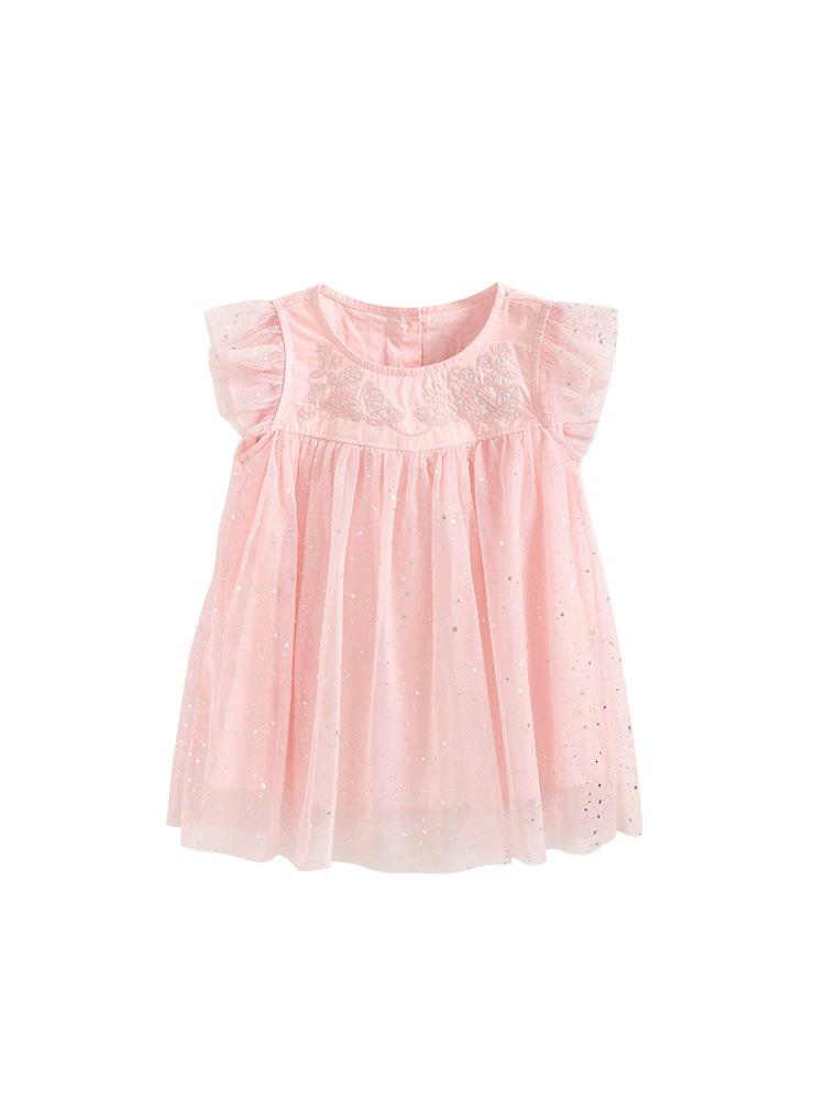 Girls  Summer Cartoon Princess Dress - Cotton Short Sleeve 100 cm светло-розовый