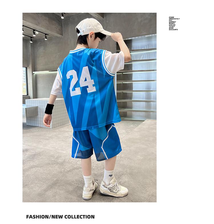 Boys' 2026 new basketball suit set, summer Western style summer outfit, primary and secondary school training suit, performance suit, sports suit