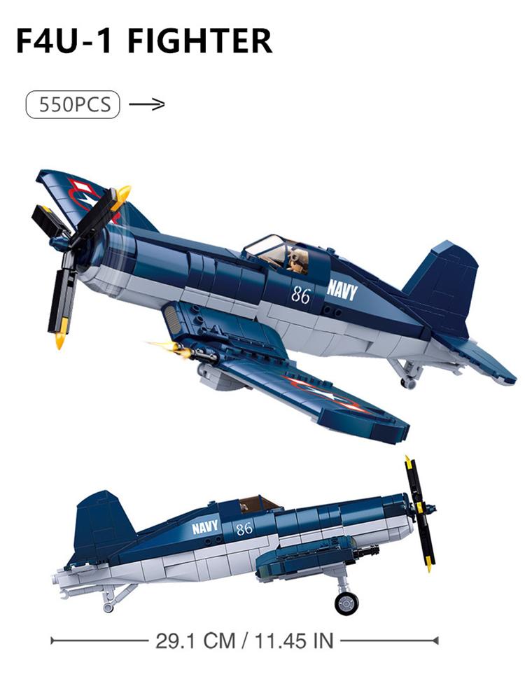 High-Standard 550Pcs World-War-Ii High-Standard Pacific First-Class Storm Army-Design First-Class Weapon F4U-1 Premium-Quality Pirate First-Class