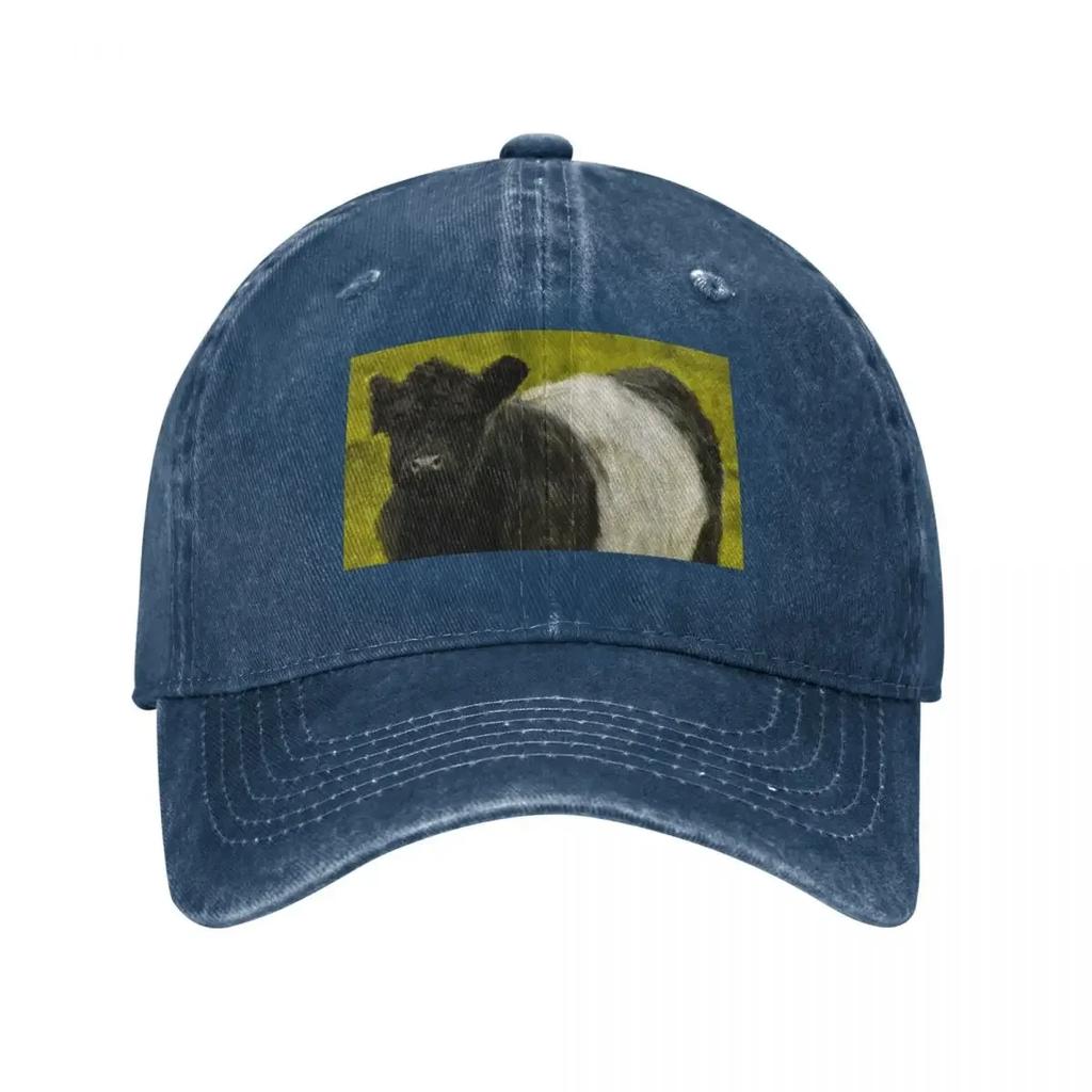 Belted Galloway Cow Cute Farm Animal Belted Galloway Cattle Oil Paint Scottish Belted Galloway Cattle Baseball Cap