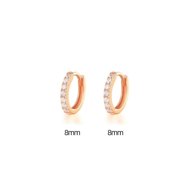 8mm Stainless Steel Minimal Hoop Earrings Crystal Zirconia Small Huggie Thin Cartilage Earrings Helix Tragus Piercing Jewelry