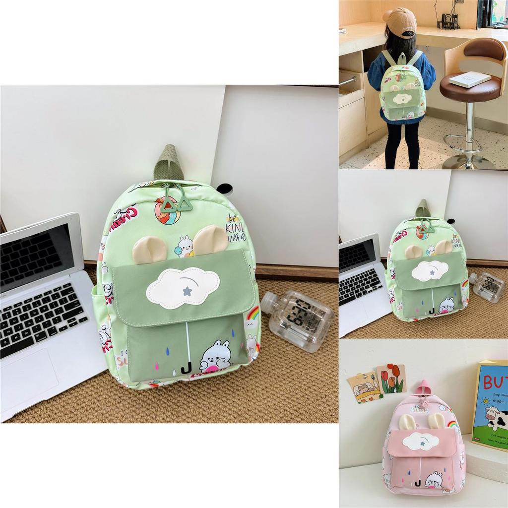 Kids Cartoon Animal Backpack With Cartoon Rabbit Print And Ear Designn For Kindergarten Daily Use