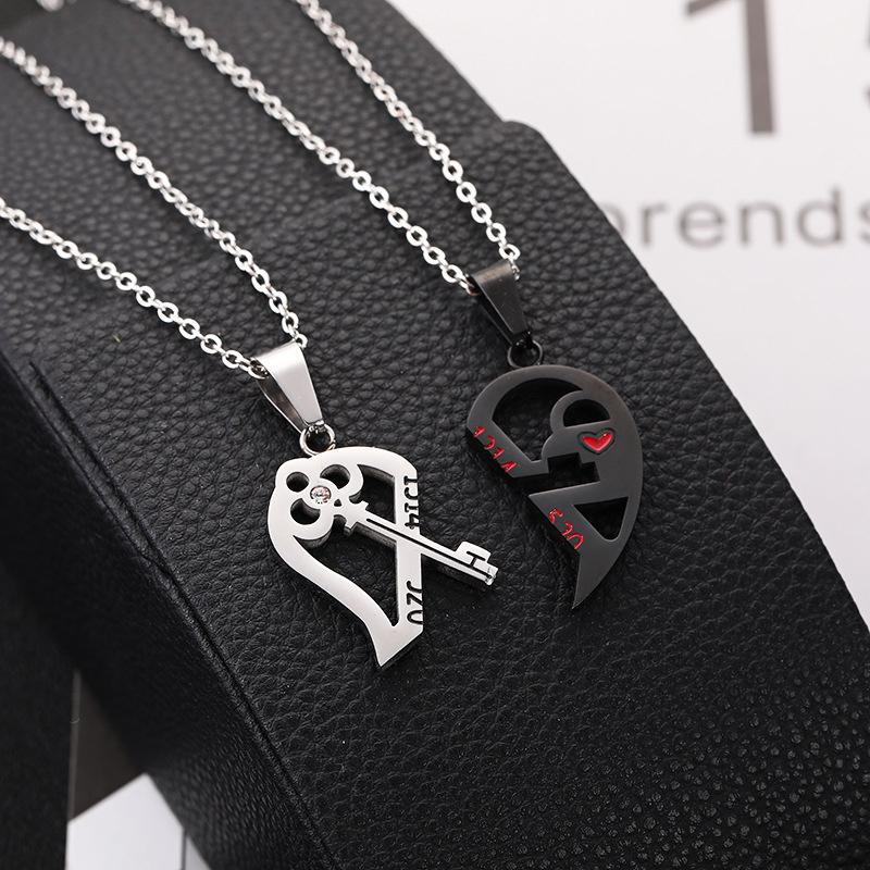 Buy Couple Necklace 2Pcs Detachable Half Love Heart Pendants Necklace
