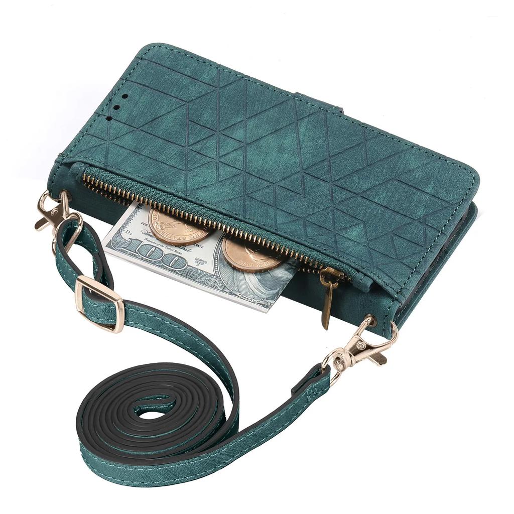 Crossbody Zipper Wallet Card Solt Bag Case For XiaoMi RedMi Note 12 Pro Plus 11S 10 10S 12T 13 Ultra Lanyard Leather Strap Cover