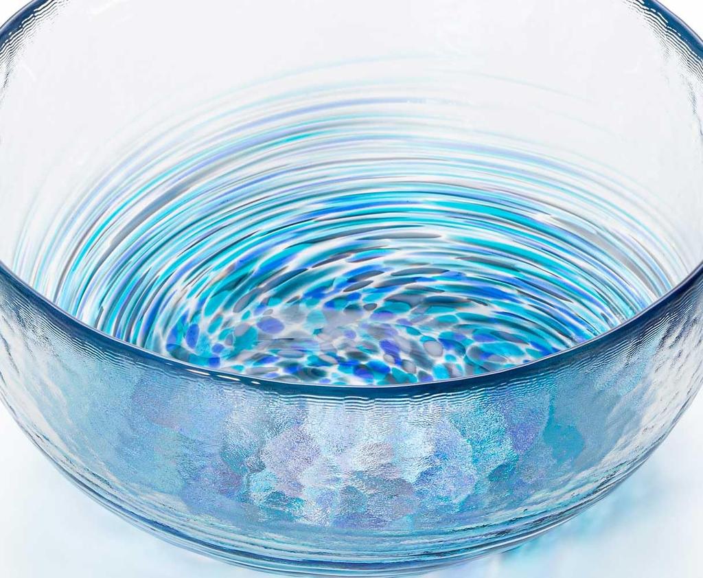 Aderia Glass Six Ocean Gift Made in Glass Nature Traditional Handcrafted in a Japanese Nordic Style (ADERIA) [Tsugaru Bowl, Colors, Design, Boxed,