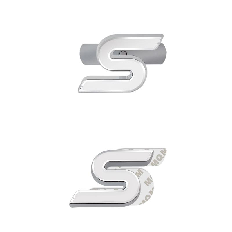 RGFU9 Car Accessories Metal S Grille Emblem Rear Trunk Body Badge Sticker For Ford ST LINE Focus Fiesta Ecosport Kuga Mondeo Everest