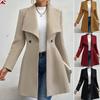 Women Slim Fit Long Lapel Thick Woolen Winter Coat Outerwear