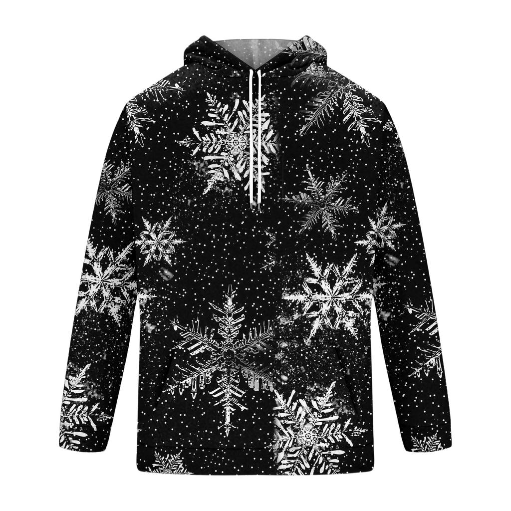 Men's Christmas Print Hoodie, Loose Fit Casual Sweatshirt with Large Pockets