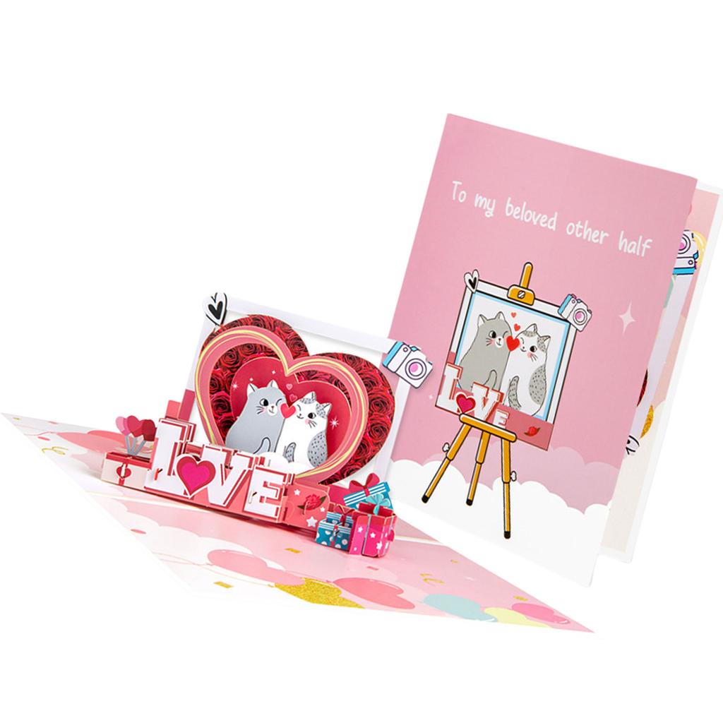 Greeting Card with Envelope 3D Popup Picture Frame Animal Card Birthday Card Valentine's Day Present for Girlfriend