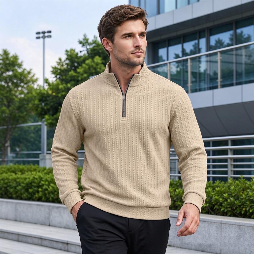 Long Sleeve Half Zip Stand Collar Top Casual Pullover for Fall Winter Everyday Wear