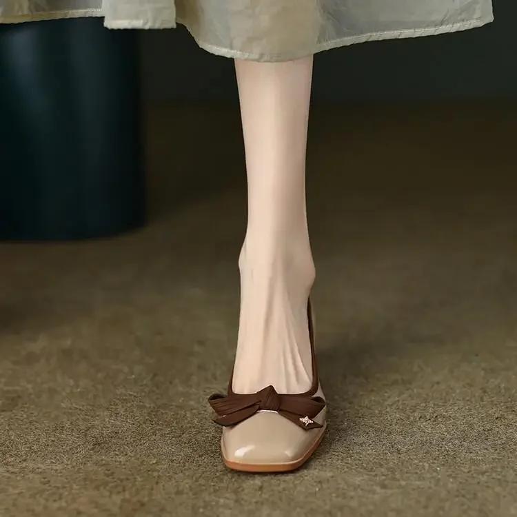 Женские повседневные туфли на плоской подошве с бантом в стиле ретро — фото 7