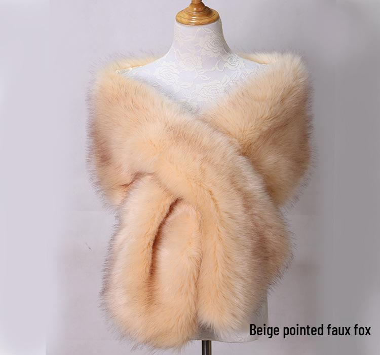 Women's Faux Fox Fur Shawl Cloak: Thick Autumn/Winter Bridal Evening Scarf and Neck Warmer
