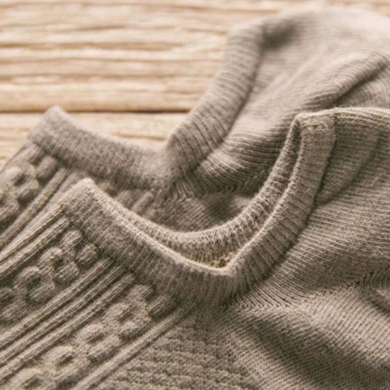 Men's short tube boat socks linen pattern business men's low top socks 5 Pairs