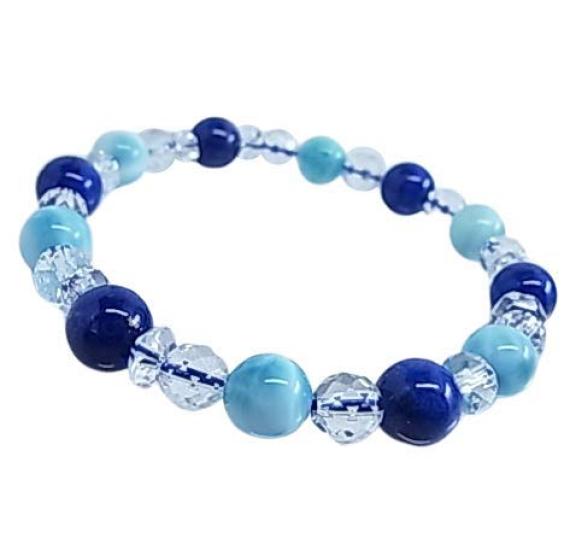 

Larimar Lapis Lazuli Starry Sky and Sea Love Natural Stone Bracelet Power Stone Love Healing Good Luck Money Luck Jewelry Pouch 122E49 [LARIMARMJ] синий