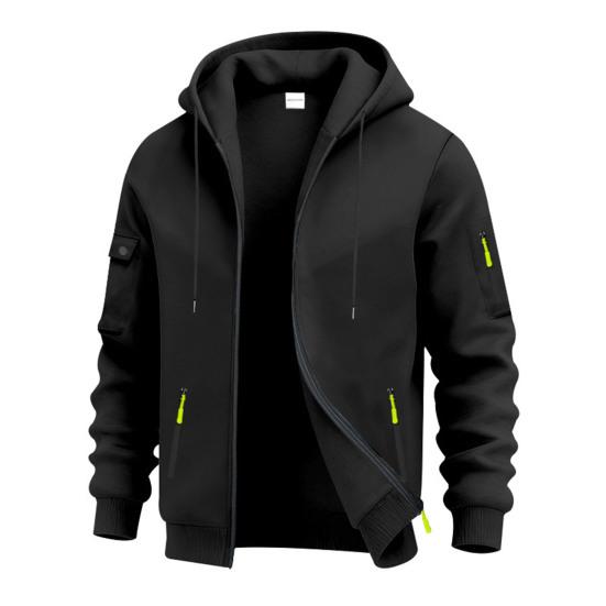 

Men Thick Zip-up Hoodie Warm Hooded Sweatshirt with Zippered Pockets Fall Winter Casual Sports Jacket for Gym Daily Errands Street Wear M темно-синий
