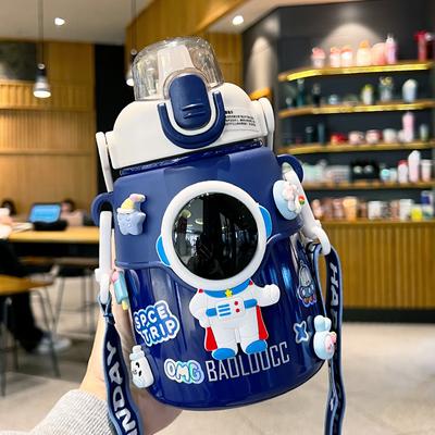 Dětská termoska Astronaut Chlapecká Velkokapacitní Školní Speciální 316 Hrnek se slámkou Dívčí Přenosný Hrnček s velkým bříškem