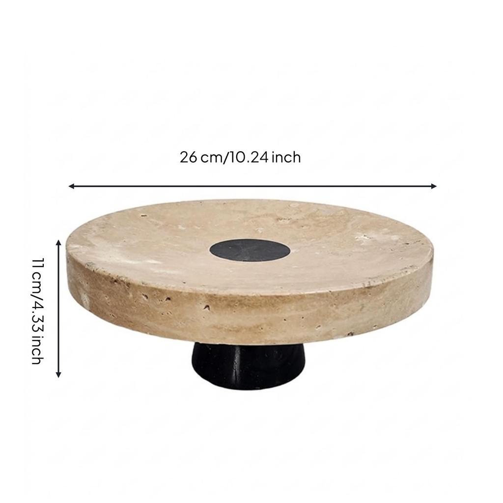 Travertine Stone Platter Versatile Serving Bowl Elevated for Sideboard, Hosts