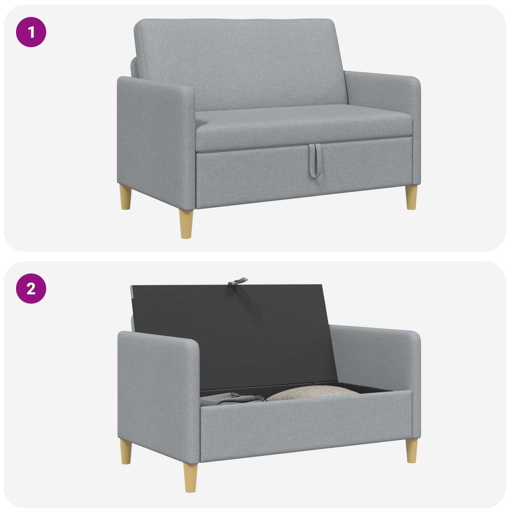 Storage Sofa in Light Grey 122 x 78 x 87 cm Polyester