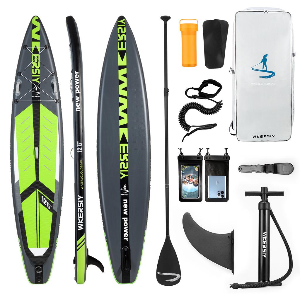 Inflatable Stand Up Paddle Board Non-Slip Kayak SUP Beach Water-skiing Surfboard Pulp Board with SUP Accessories for Youth Adult