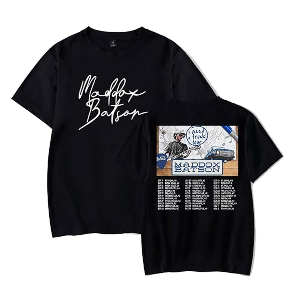 Maddox Batson I Need A Truck Tour Merch Trička Pánské Dámské Unisex Módní Krátký Rukáv Kulatý Výstřih Košile