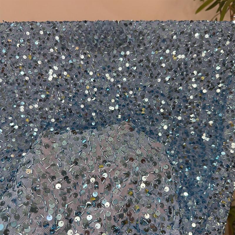 Exquisite Sequins Fabric with Shiny Sequins Embroidered for DIY Sewing Weding Party Dress Decoration Handmade DIY Designerfabric