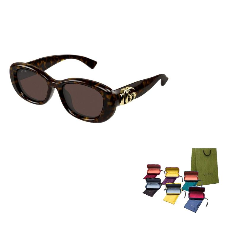 GUCCI Oval-Frame Sunglasses Unisex Tortoiseshell