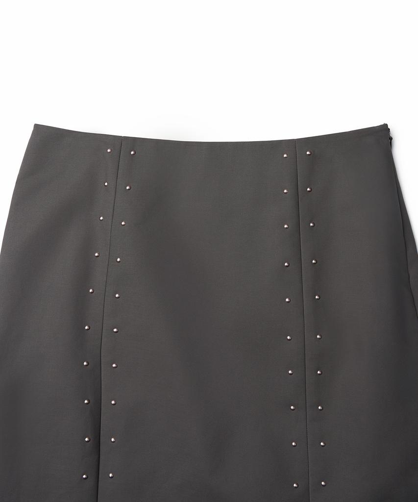 TTUDEMENT Stud Long Skirt_Charcoal