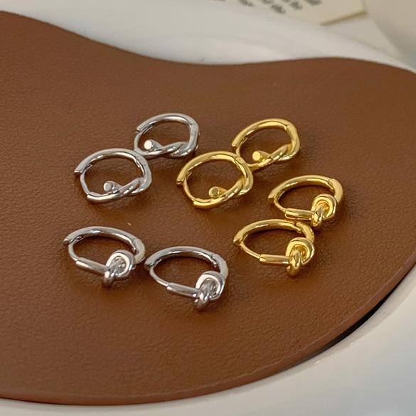 PONYKISS 925 Silver Knot Hoop Earrings for Women Minimalist Vintage Jewelry Geometric Party Accessories