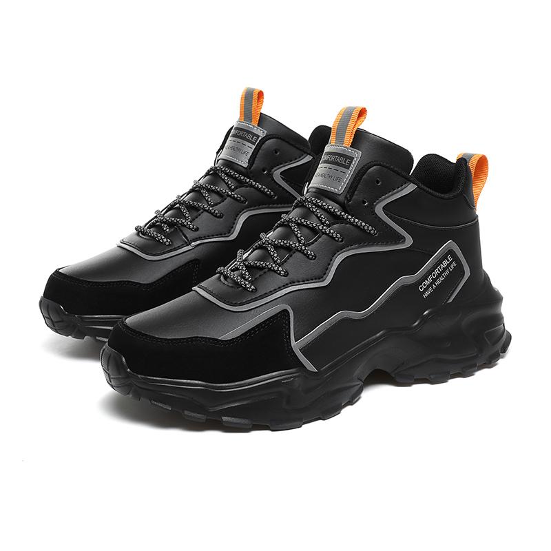 High top men's shoes new trendy shoes thick soled height increasing shoes  breathable sports and leisure  black shoes white shoe