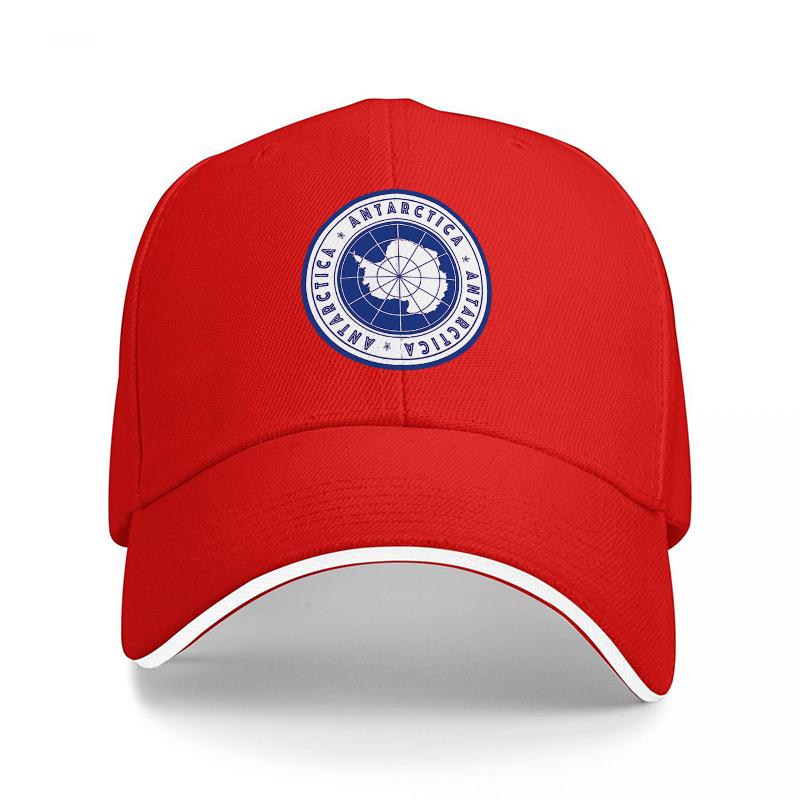 

Antarctica Logo Baseball Cap Black Adjustable Hat with White Trim and Blue Circular Emblem Featuring Polar Design and Text Adjustable
