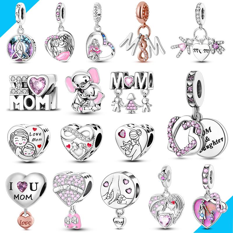 Charms Beads Love Mom Original Pendants Fit Bracelet Diy Woman Jewelry For Woman