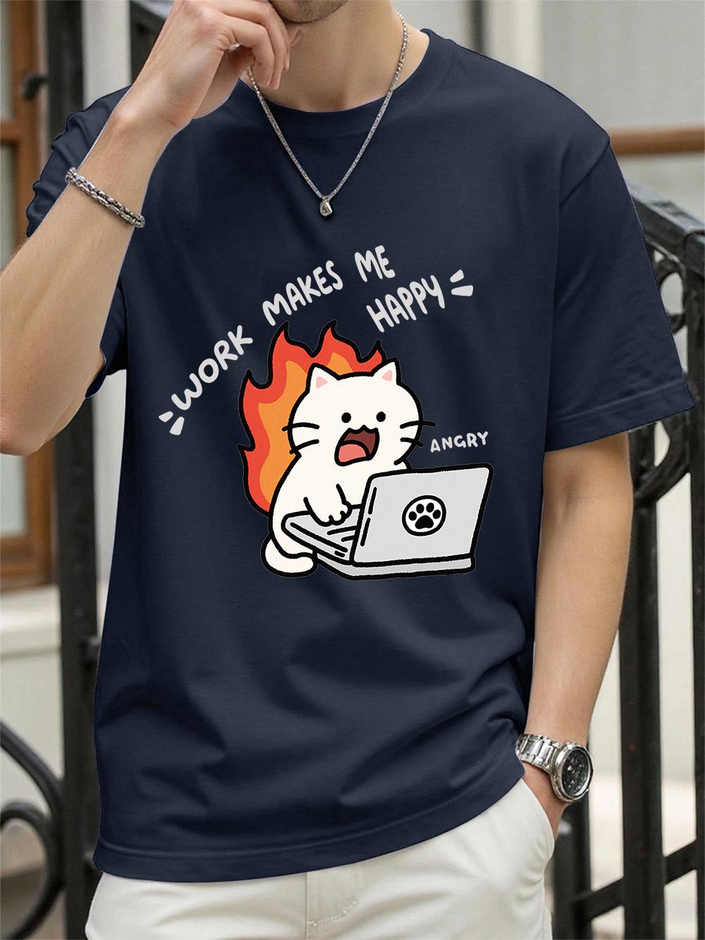 

What Cool Cat With A Knife Printing TShirts Womens Summer Cotton Tops Loose ONeck Soft Short Sleeve T Shirts Casual Clothes 3XL